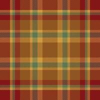 Plaid check pattern in orange and red colors. Seamless fabric texture. Tartan textile print. vector
