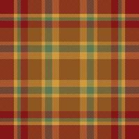 Plaid check pattern in orange and red colors. Seamless fabric texture. Tartan textile print. vector