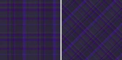 Textile texture plaid of check background with a fabric seamless tartan pattern. Set in dark colors for stylish scarves for women. vector