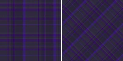 Textile texture plaid of check background with a fabric seamless tartan pattern. Set in dark colors for stylish scarves for women. vector