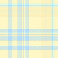 British texture check, male background textile seamless. Asymmetric fabric plaid pattern tartan in light and lemon chiffon colors. vector