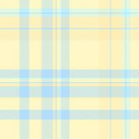 British texture check, male background textile seamless. Asymmetric fabric plaid pattern tartan in light and lemon chiffon colors. vector