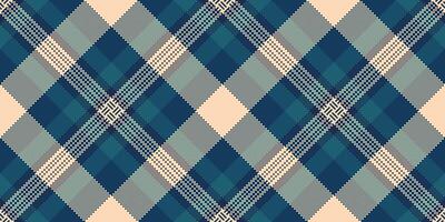 Delicate background check, overlay seamless pattern textile. Calm tartan plaid fabric texture in cyan and peach puff colors. vector
