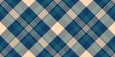 Delicate background check, overlay seamless pattern textile. Calm tartan plaid fabric texture in cyan and peach puff colors. vector