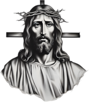 negro y blanco dibujo de Jesús Cristo. ai generar png