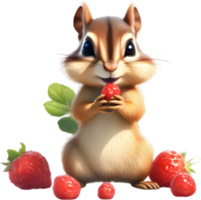 Watercolor painting of a cute chipmunk. Ai Generate png