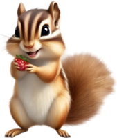 Watercolor painting of a cute chipmunk. Ai Generate png