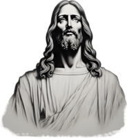 negro y blanco dibujo de Jesús Cristo. ai generar png