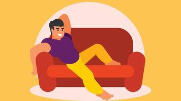 person enjoy sitting on a coach relaxing illustration vector