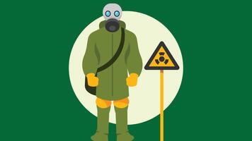 isolation protective suit for nuclear and medical events illustration vector