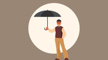 Man covered with umbrella abstract insurance coverage abstract illustration vector