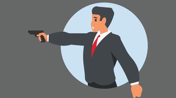 man holds a gun in the air and threatened another person illustration vector