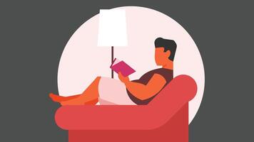 person enjoy sitting on a coach reading and relaxing illustration vector