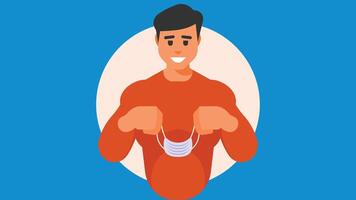 Man wears a medical mask for preventing virus infection illustration vector