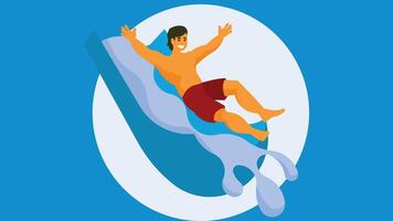 Abstract person slides in a water slide water activities illustration vector