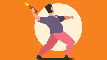 man throws a molotov bottle in street isolated illustration vector