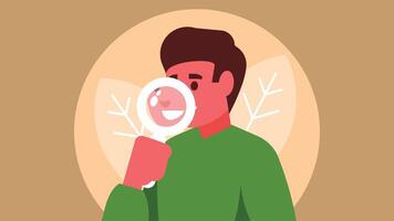 man uses magnifying glass in his search illustration vector