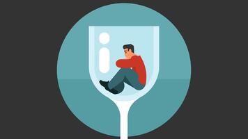 resumen aislamiento persona desde alcohol adiccion ilustración vector