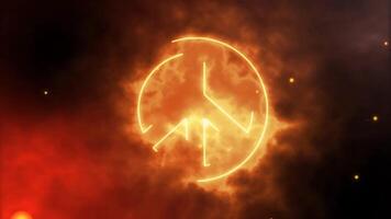 peace symbol with fire effect green screen background video