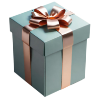 Green gift box with orange bow png