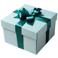 White gift box with green bow png