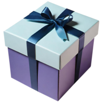 Blue gift box with ribbon png