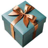 Green gift box with gold bow png
