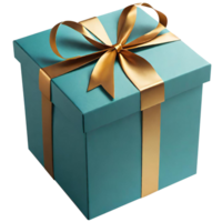 Green gift box with gold bow png