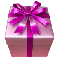 Pink gift box with ribbon png