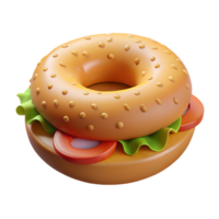 3d bagel com uma suculento vegetal o preenchimento png