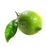 Generated AI Fresh green lime with leaf isolated on transparent background png