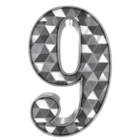 Number 9 Silver 3d Render png