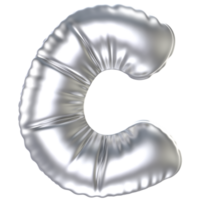 silver- ballong font 3d tolkning brev c png