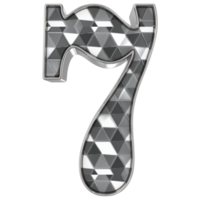 Number 7 Silver 3d Render png