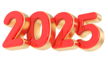 contento nuovo anno numero 2025 3d rendere png