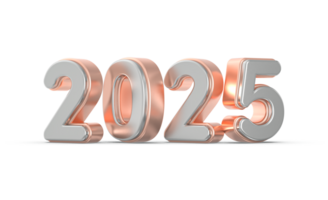 contento nuovo anno numero 2025 3d rendere png