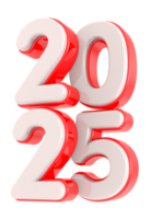 contento nuovo anno numero 2025 3d rendere png