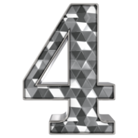 Number 4 Silver 3d Render png