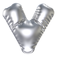 argent ballon Police de caractère 3d le rendu lettre v png