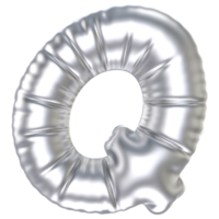 silver- ballong font 3d tolkning brev q png