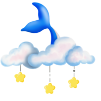 nuage peu étoile et queue baleine png