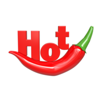 3d varm text på 3d röd chili - kryddad erbjudanden uppvärmning upp png