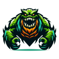 green monster menacing creature suitable for a logo esport gaming or T Shirt editable design png