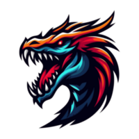 colorful head dragon menacing creature suitable for a logo esport gaming or T Shirt png