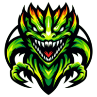 green monster menacing creature suitable for a logo esport gaming editable design png