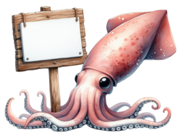 aigenerated octopus with blank sign png
