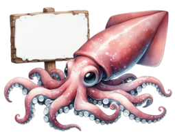 aigenerated octopus with blank sign png