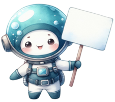 aigenerated aquanaut holding a blank sign png