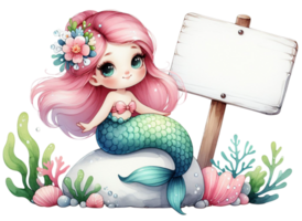 aigenerated mermaid with a sign png