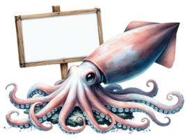 aigenerated octopus with blank sign png